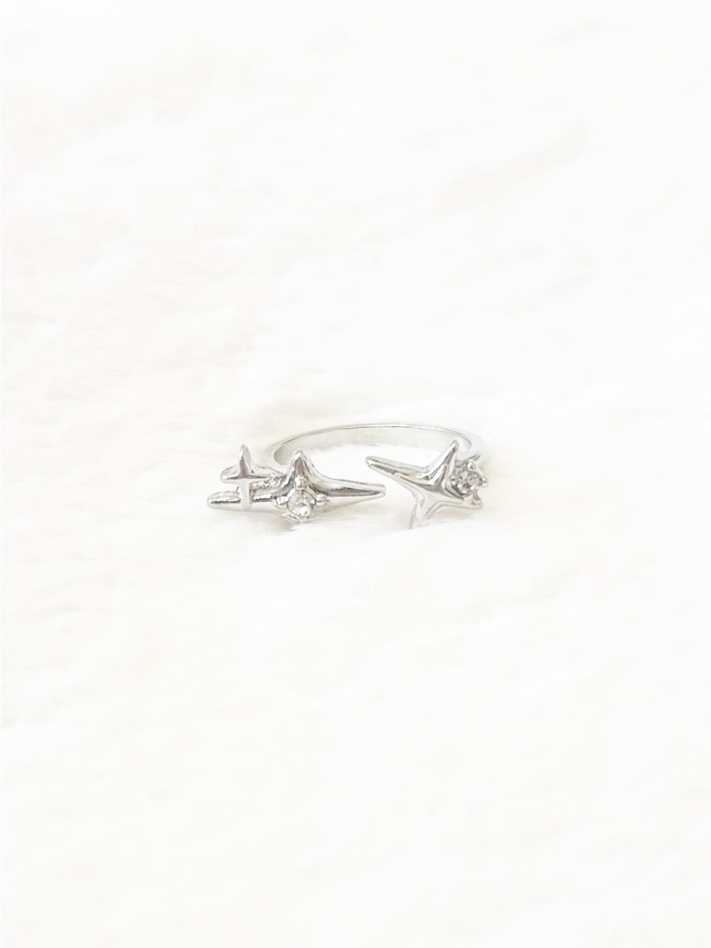 5/$8 🩷 MUST BUNDLE Silver Starburst Open Ring with Crystal Accents